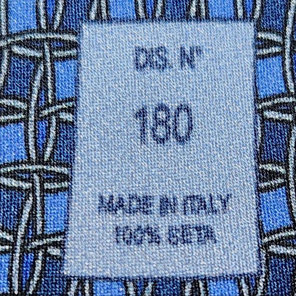 Burma Bibas Handmade in Italy Silk Tie Blue Geometric Vintage Power Tie